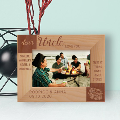 Dear Uncle I Love You Personalized Wooden Frame-6" x 4" Brown Horizontal
