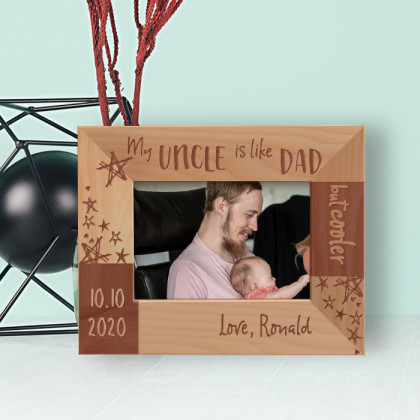 My Uncle Is Like Dad But Cooler Personalized Wooden Frame-5" x 3 1/2" Brown Horizontal