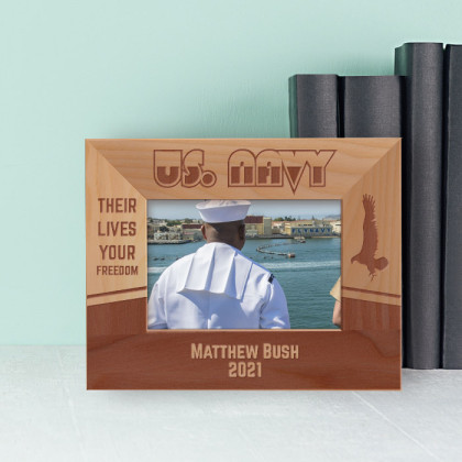 Their Lives Your Freedom Personalized Wooden Frame-5" x 3 1/2" Brown Horizontal