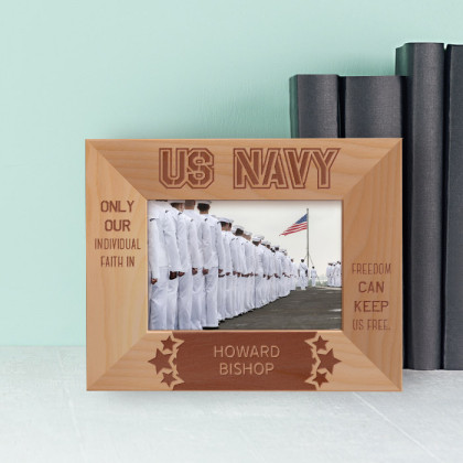 Only Our Individual Faith In Freedom Can Keep Us Free Personalized Wooden Frame-5" x 3 1/2" Brown Horizontal