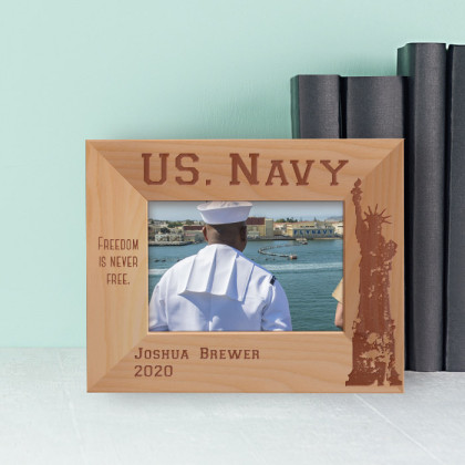 Freedom Is Never Free Personalized Wooden Frame-5" x 3 1/2" Brown HorizontalFreedom Is Never Free Personalized Wooden Frame-5" x 3 1/2" Brown Horizontal