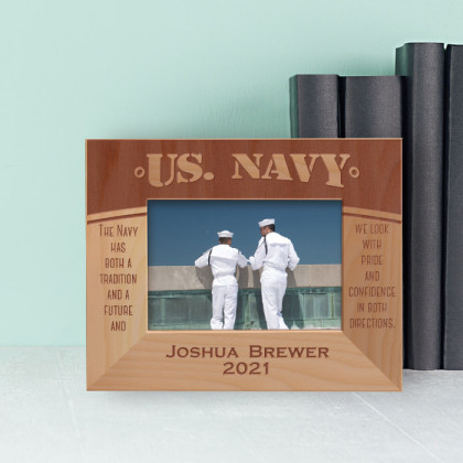 The Navy Has Both A Tradition And A Future Personalized Wooden Frame-5" x 3 1/2" Brown Horizontal