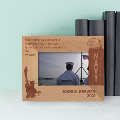 A Good Navy Is Not A Provocation To War Personalized Wooden Frame-5" x 3 1/2" Brown HorizontalFreedom Is Never Free Personalized Wooden Frame-5" x 3 1/2" Brown Horizontal