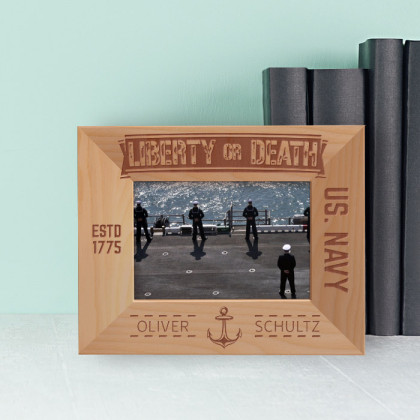 Liberty Or Death Personalized Wooden Frame-5" x 3 1/2" Brown Horizontal