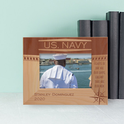 Hearts Of Oak Are Our Ships Gallant Tars Are Our Men Personalized Wooden Frame-5" x 3 1/2" Brown Horizontal