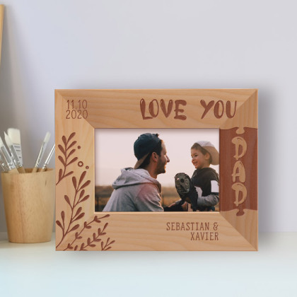 Love You Dad Personalized Wooden Frame-5" x 3 1/2" Brown Horizontal