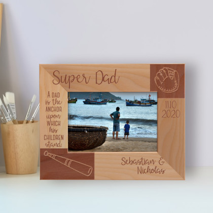  A Dad Is The Anchor Upon Which His Children Stand Wooden Frame-5" x 3 1/2" Brown Horizontal