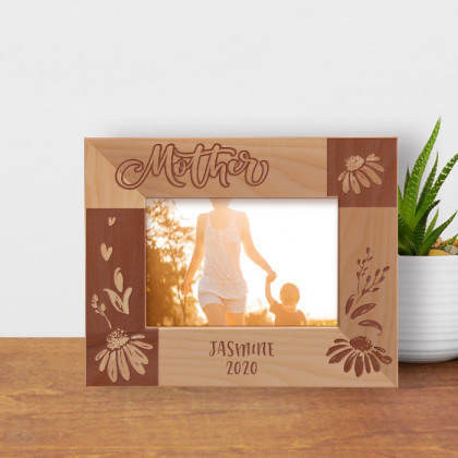 Mother Personalized Wooden Frame-5" x 3 1/2" Brown Horizontal