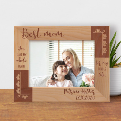 You Have My Whole Heart For My Whole Life Personalized Wooden Frame-7" x 5" Brown Horizontal