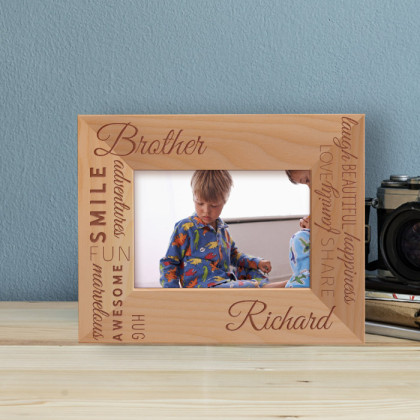 Brother Personalized Wooden Frame-5" x 3 1/2" Brown Horizontal