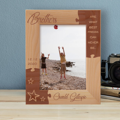  Brothers Are What Best Friends Can Never Be Personalized Wooden Frame 5" x 7" Brown (Vertical)