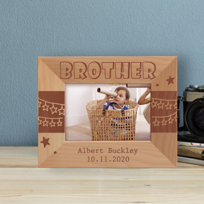 Brother Personalized Wooden Frame-5" x 3 1/2" Brown Horizontal