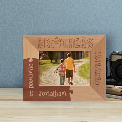 Brothers Personalized Wooden Frame-5" x 3 1/2" Brown Horizontal