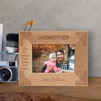 Godmother You Are Always There In Love And Prayer Personalized Wooden Frame-5" x 3 1/2" Brown Horizontal