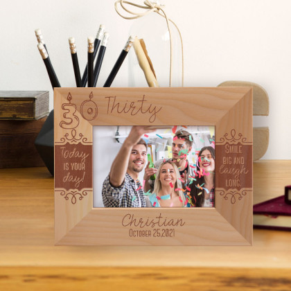 Today Is Your Day Smile Big And Laugh Long Personalized Wooden Frame-5" x 3 1/2" Brown Horizontal