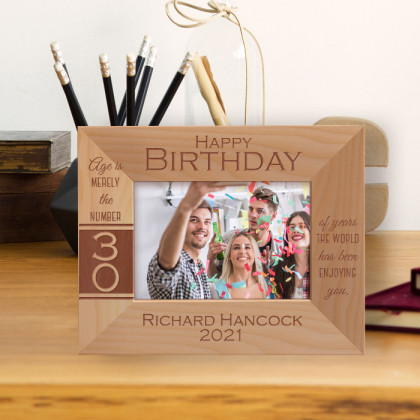 Age Is Merely The Number Of Years The World Has Been Enjoying You Personalized Wooden Frame-5" x 3 1/2" Brown Horizontal