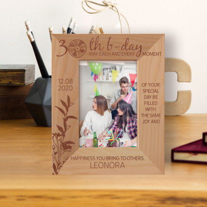 May Each And Every Moment Of Your Special Day Be Filled With The Same Joy And Happiness Personalized Wooden Frame 3 1/2" x 5" Brown (Vertical)