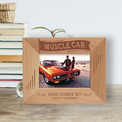 Muscle Car Personalized Wooden Frame-5" x 3 1/2" Brown Horizontal