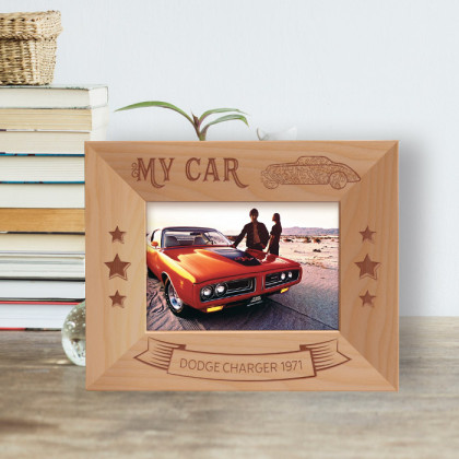 My Car Personalized Wooden Frame-5" x 3 1/2" Brown Horizontal