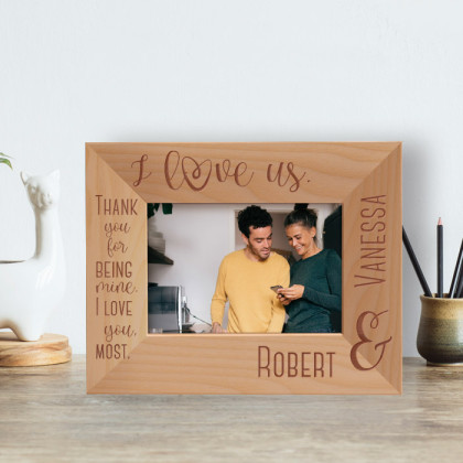 Thank You For Being Mine Personalized Wooden Frame-5" x 3 1/2" Brown Horizontal