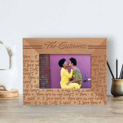 You Are In My Heart Personalized Wooden Frame-5" x 3 1/2" Brown Horizontal