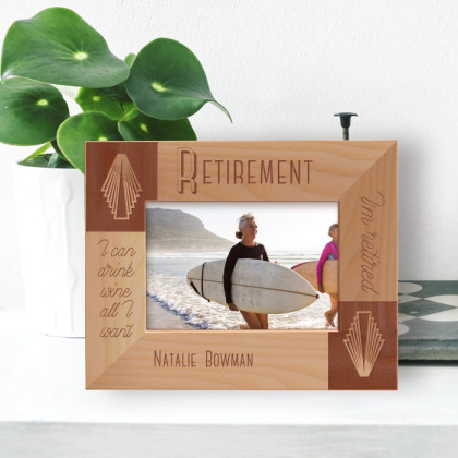 I Can Drink Wine All I Want Personalized Wooden Frame-5" x 3 1/2" Brown Horizontal