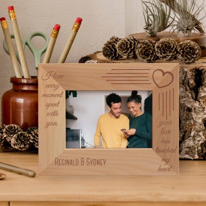 I Love Every Moment Spent With You Personalized Wooden Frame-5" x 3 1/2" Brown Horizontal