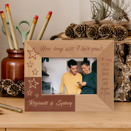 How Long Will I Love You Personalized Wooden Frame-5" x 3 1/2" Brown Horizontal