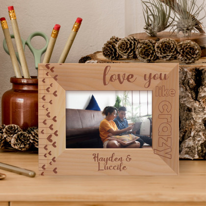 Love You Like Crazy Personalized Wooden Frame-5" x 3 1/2" Brown Horizontal