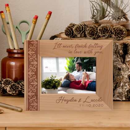 I'll Never Finish Failing In Love With You Personalized Wooden Frame-5" x 3 1/2" Brown Horizontal