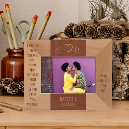I Believe That Dreams Can Come True Personalized Wooden Frame-5" x 3 1/2" Brown Horizontal