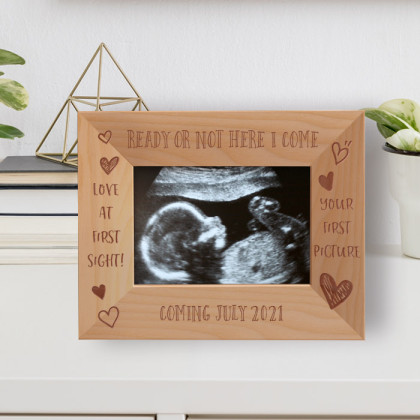 Ready Or Not Here I Come Personalized Wooden Frame-5" x 3 1/2" Brown Horizontal