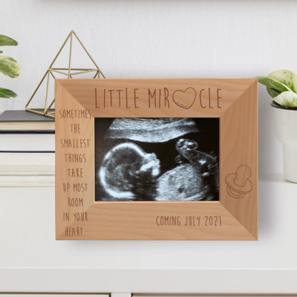 Little Miracle Personalized Wooden Frame-5" x 3 1/2" Brown Horizontal