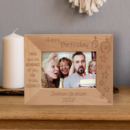 I Wish You An Abundance Of Joy You Truly Deserve It Personalized Wooden Frame-5" x 3 1/2" Brown Horizontal