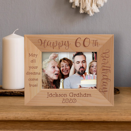 May All Your Dreams Come True Personalized Wooden Frame-5" x 3 1/2" Brown Horizontal