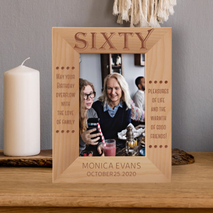 May Your Birthday Overflow With The Love Of Family Personalized Wooden Frame 4" x 6" Brown (Vertical)