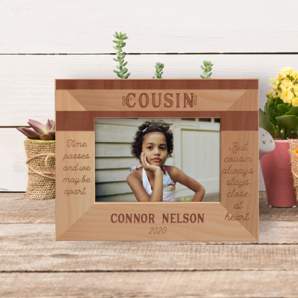 Time Passes And We May Be Apart Personalized Wooden Frame-5" x 3 1/2" Brown Horizontal