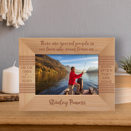 There Are Special People In Our Lives Who Never Leave Us Personalized Wooden Frame-6" x 4" Brown Horizontal
