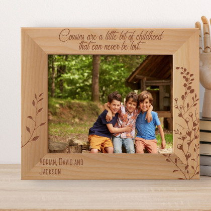 Cousins Are A Little Bit Of Childhood That Can Never Be Lost Personalized Wooden Frame-10" x 8" Brown Horizontal