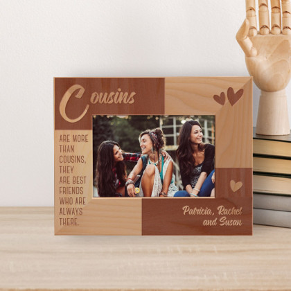 Cousins Are More Than Cousins Personalized Wooden Frame-5" x 3 1/2" Brown Horizontal