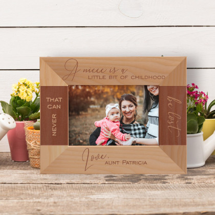 A Niece Is A Little Bit Of Childhood Personalized Wooden Frame-5" x 3 1/2" Brown Horizontal