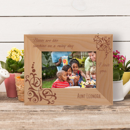 Nieces Are Like Sunshine On A Rainy Day Personalized Wooden Frame-5" x 3 1/2" Brown Horizontal