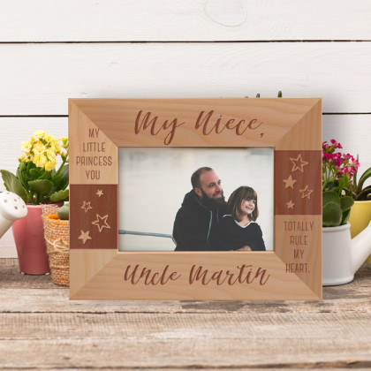 My Little Princess You Totally Rule My Heart Personalized Wooden Frame-5" x 3 1/2" Brown Horizontal