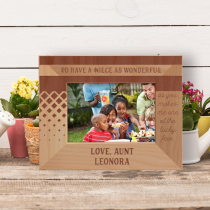 To Have A Niece As Wonderful Personalized Wooden Frame-5" x 3 1/2" Brown Horizontal