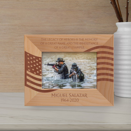 The Legacy Of Heroes Is The Memory Of A Great Name And The Inheritance Of A Great Example Personalized Wooden Frame-5" x 3 1/2" Brown Horizontal