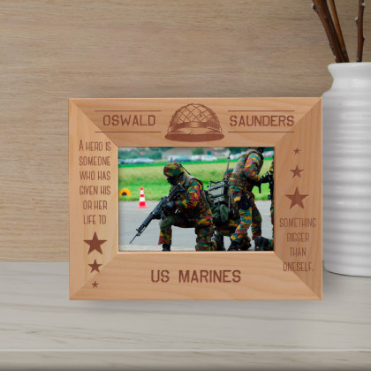 A Hero Is Someone Who Has Given His Or Her Life To Something Bigger Than Oneself Personalized Wooden Frame-5" x 3 1/2" Brown Horizontal
