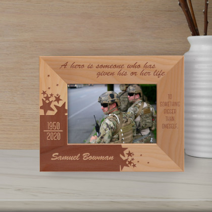 A Hera Is Someone Who Has Given His Are Her Life Personalized Wooden Frame-5" x 3 1/2" Brown Horizontal