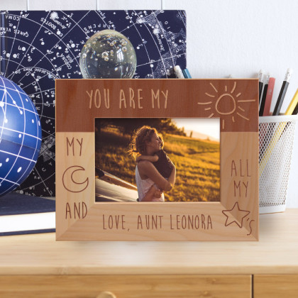 You Are My Sun, My Moon And All My Stars Personalized Wooden Frame-5" x 3 1/2" Brown Horizontal