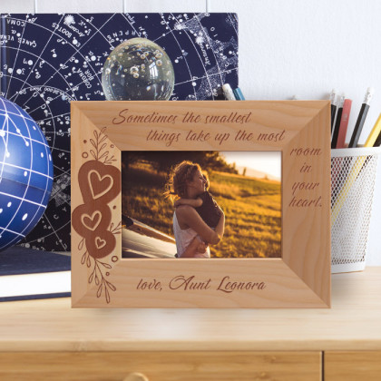 Sometimes The Smallest Things Take Up The Most Room In Your Heart Personalized Wooden Frame-5" x 3 1/2" Brown Horizontal