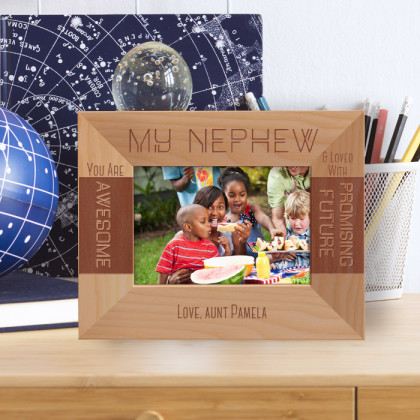 You Are My Nephew Personalized Wooden Frame-5" x 3 1/2" Brown Horizontal